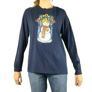 Authetic Classics Joy Holiday Christmas Snowman Long Sleeve Shirt